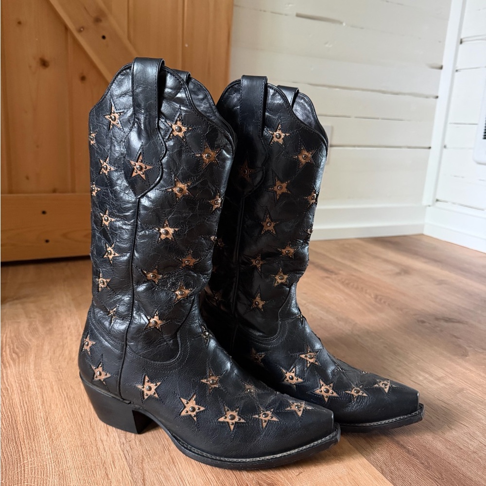 Black Star Marfa Star Inlay Studded Leather Boots - Picture 2 of 8